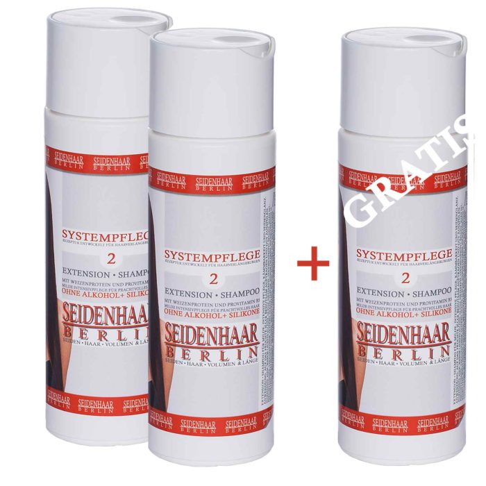 AKTION: 1 x gratis: 3 x Seidenhaar-Extension Shampoo * ohne Silikone * je 200 ml