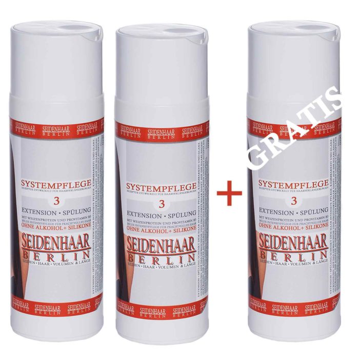 AKTION: 1 x gratis: 3 x Seidenhaar-Extension Spülung * ohne Silikone * je 200 ml