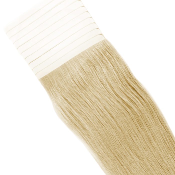 Tape-Extensions von Seidenhaar Berlin - Hochwertige Echthaar Haarverlängerungen in Remy-Qualität - Farbe: mittelblond #22 (Bild 2)